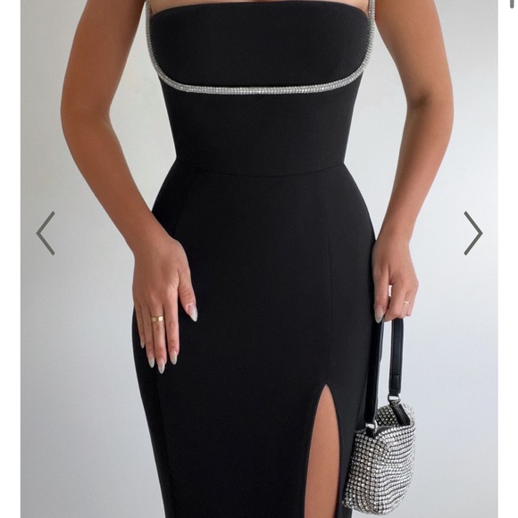 Showpo. Dresses & Skirts - SHOWPO SHARLEY MIDI DRESS - DIAMANTE DETAIL PENCIL DRESS IN BLACK